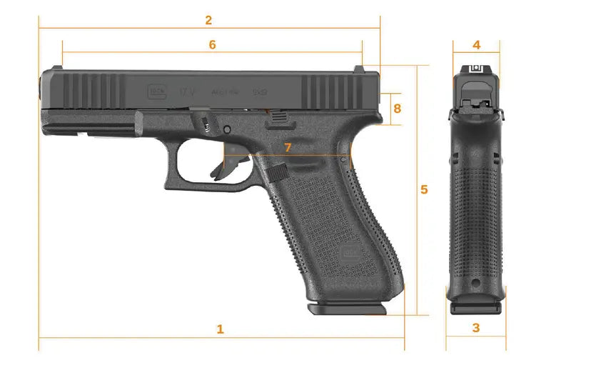 Glock 17 Gen5 full-size 9mm pistol side profile