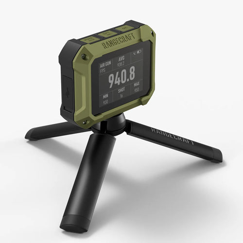 Rangefinder with digital display on a tripod stand, featuring the brand 'Rangefinder'.