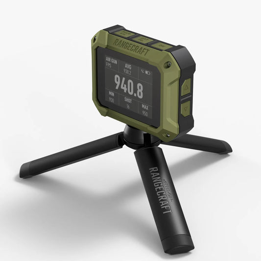 Rangecraft digital device on a tripod with a white background