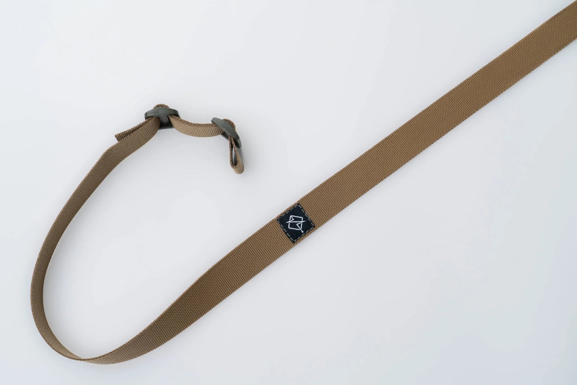 Flatline Standard Rifle Sling shown in minimalist coyote nylon webbing