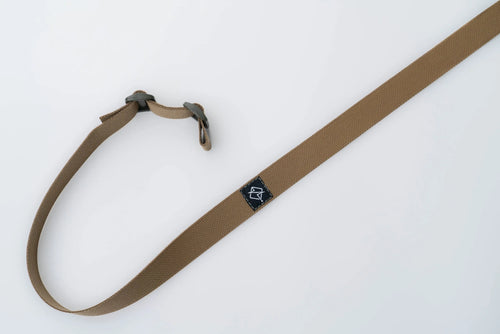 Flatline Standard Rifle Sling shown in minimalist coyote nylon webbing