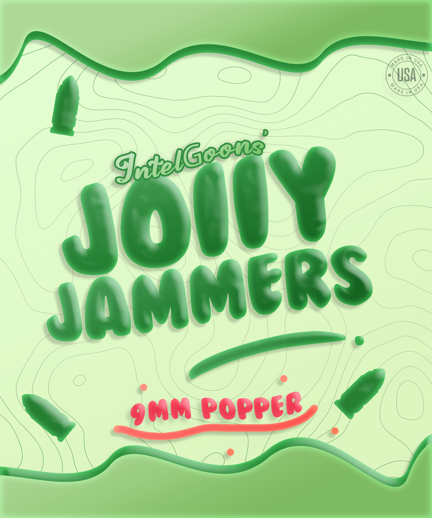 brand design (front of package) for 9MM malfunction rounds (jolly jammers)