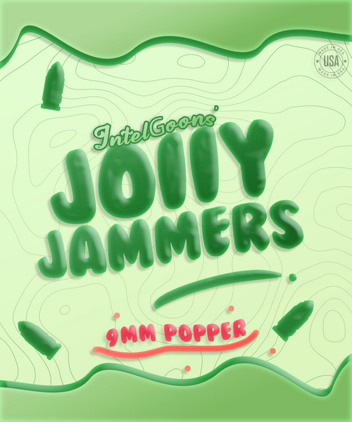 brand design (front of package) for 9MM malfunction rounds (jolly jammers)