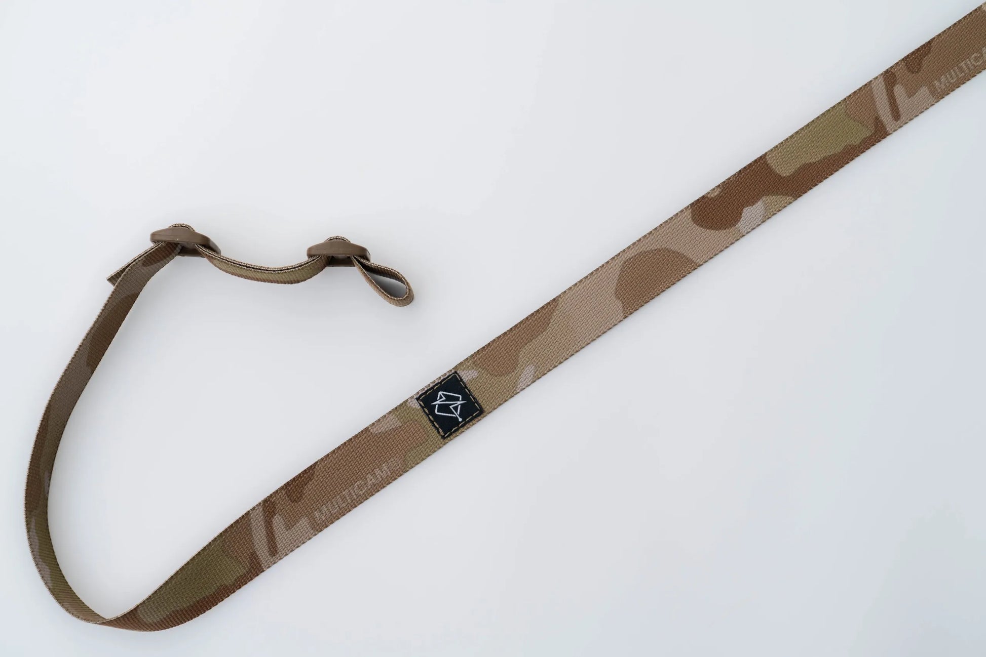 Flatline Standard Rifle Sling shown in multicam arid nylon webbing