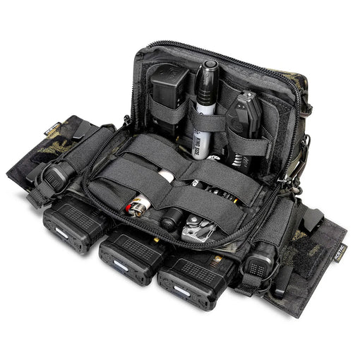 Micro Chest Rig laying down and opened to show what's inside
