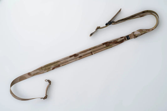 "Image of the Flatline Fiber Co. Padded Rifle Sling, featuring a durable, padded design for enhanced comfort during extended use, with adjustable straps and quick-release buckles for versatile and secure firearm carry."