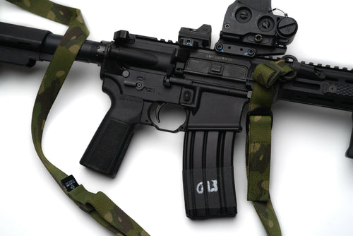 Image of the FlatLine Standard Rifle Sling in a sleek, durable design with padded shoulder straps, adjustable length, and reinforced hardware, ideal for carrying rifles comfortably during tactical or outdoor use.