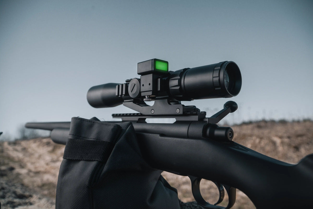 SG pulse mounted vertically on a bolt action rifle, showing it is green and ready